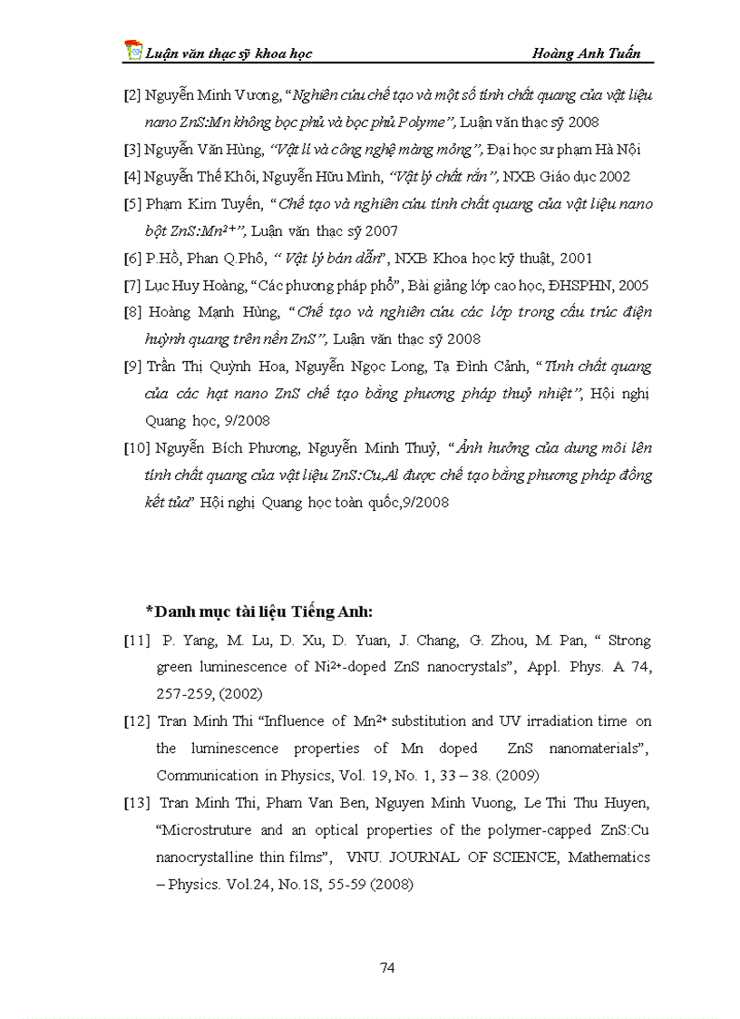 image for page Nghiên cứu chế tạo và một số tính chất quang của vật liệu nano bột và màng ZnS Ni