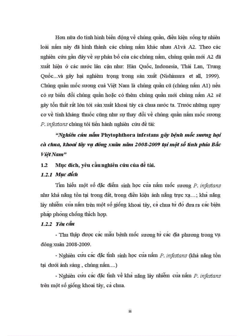 image for page Nghiên cứu nấm Phytophthora infestans gây bệnh mốc sương hại cà chua khoai tây vụ đông xuân năm 2008 2009 tại một số tỉnh phía Bắc Việt Nam