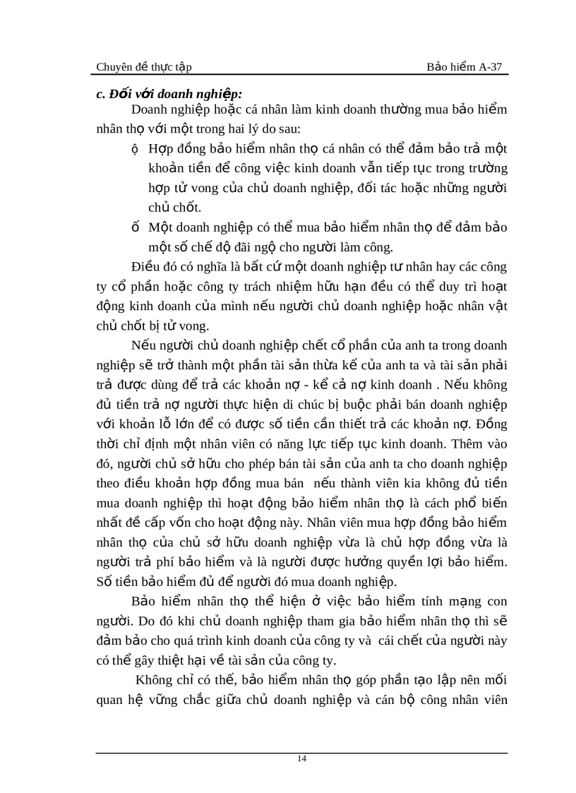 image for page Thực trạng và một số biện pháp phát triển nghiệp vụ này ở Công ty Bảo hiểm Nhân thọ