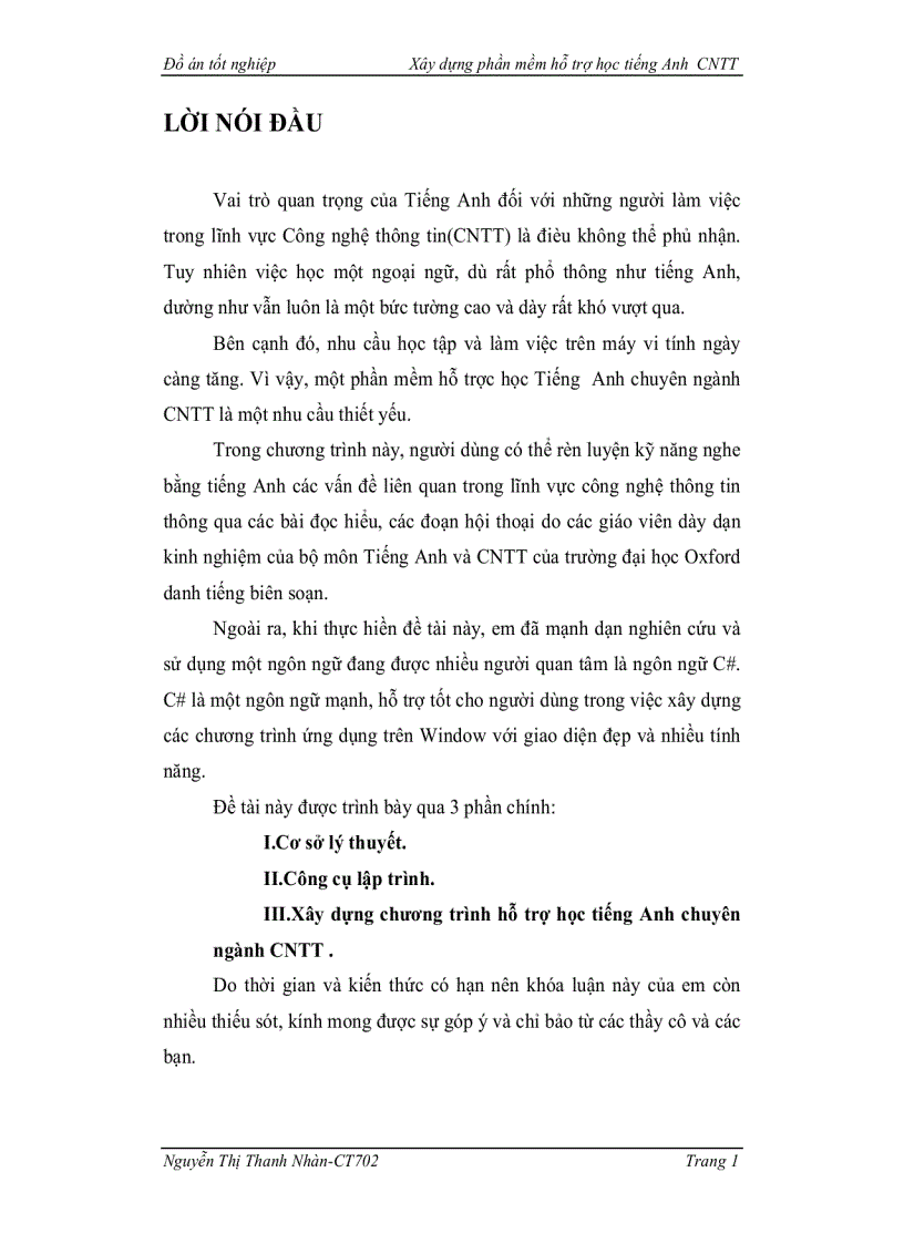 image for page Đồ án tốt nghiệp Xây dựng phần mềm hỗ trợ học tiếng Anh CNTT
