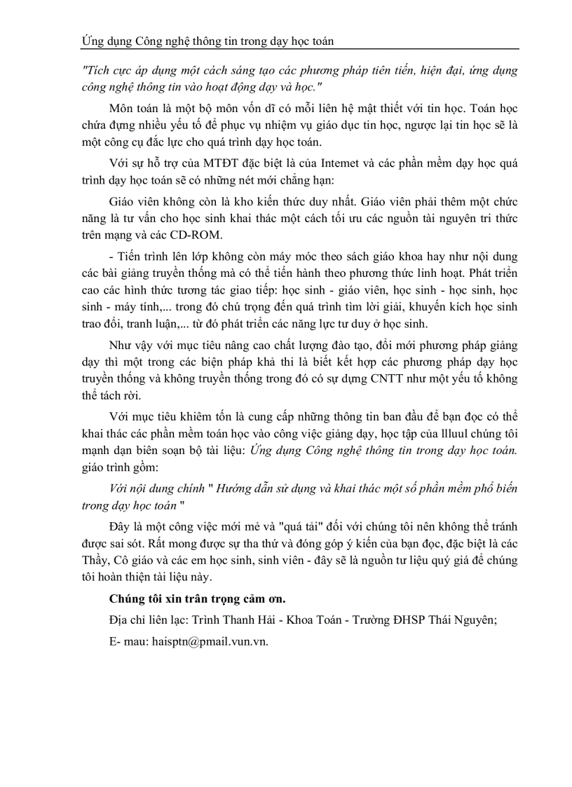 image for page Luận văn tốt nghiệp ứng dụng công nghệ thông tin trong dạy học toán