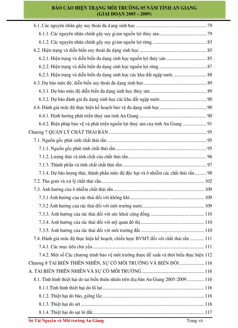image for page Báo cáo hiện trạng môi trường 5 năm 2005 2009 tỉnh An Giang