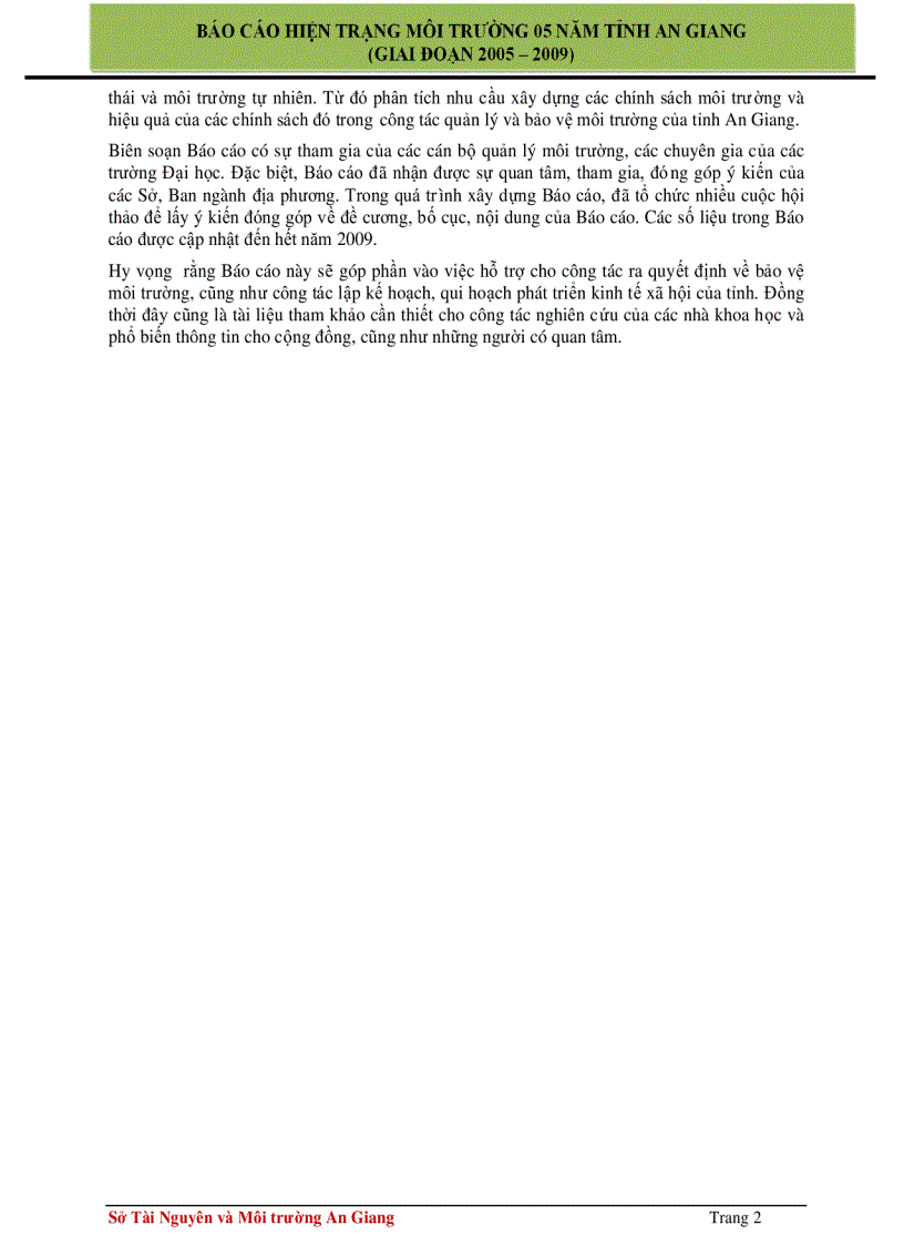 image for page Báo cáo hiện trạng môi trường 5 năm 2005 2009 tỉnh An Giang
