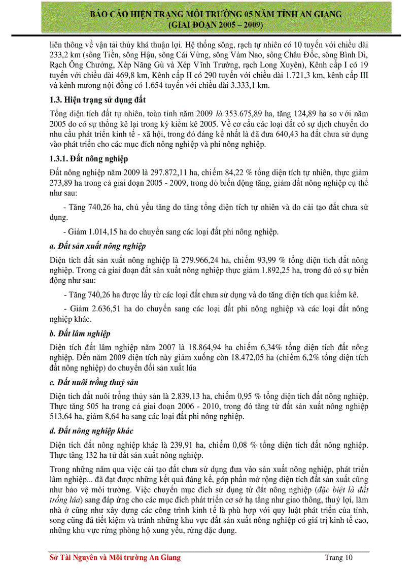 image for page Báo cáo hiện trạng môi trường 5 năm 2005 2009 tỉnh An Giang