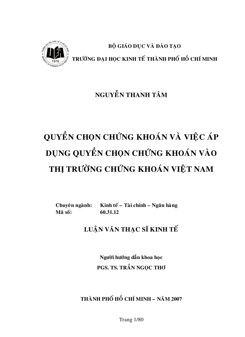 image for page Quyền chọn chứng khoán và việc áp dụng quyền chọn chứng khoán vào thị trường chứng khoán Việt Nam