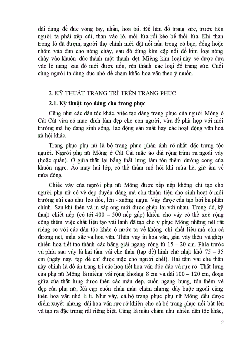 image for page Kỹ thuật tạo hình và trang trí dân gian trên trang phục của người Mông ở thôn Cát Cát huyện Sa Pa tỉnh Lào Cai