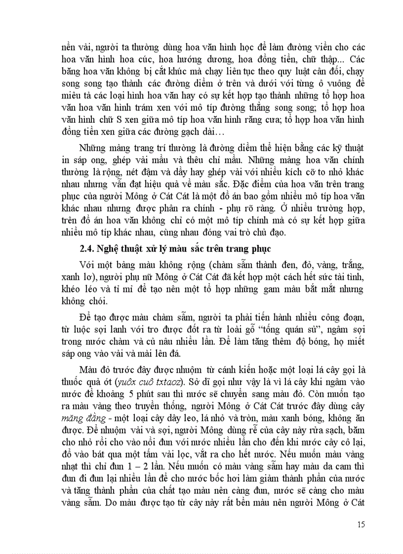 image for page Kỹ thuật tạo hình và trang trí dân gian trên trang phục của người Mông ở thôn Cát Cát huyện Sa Pa tỉnh Lào Cai