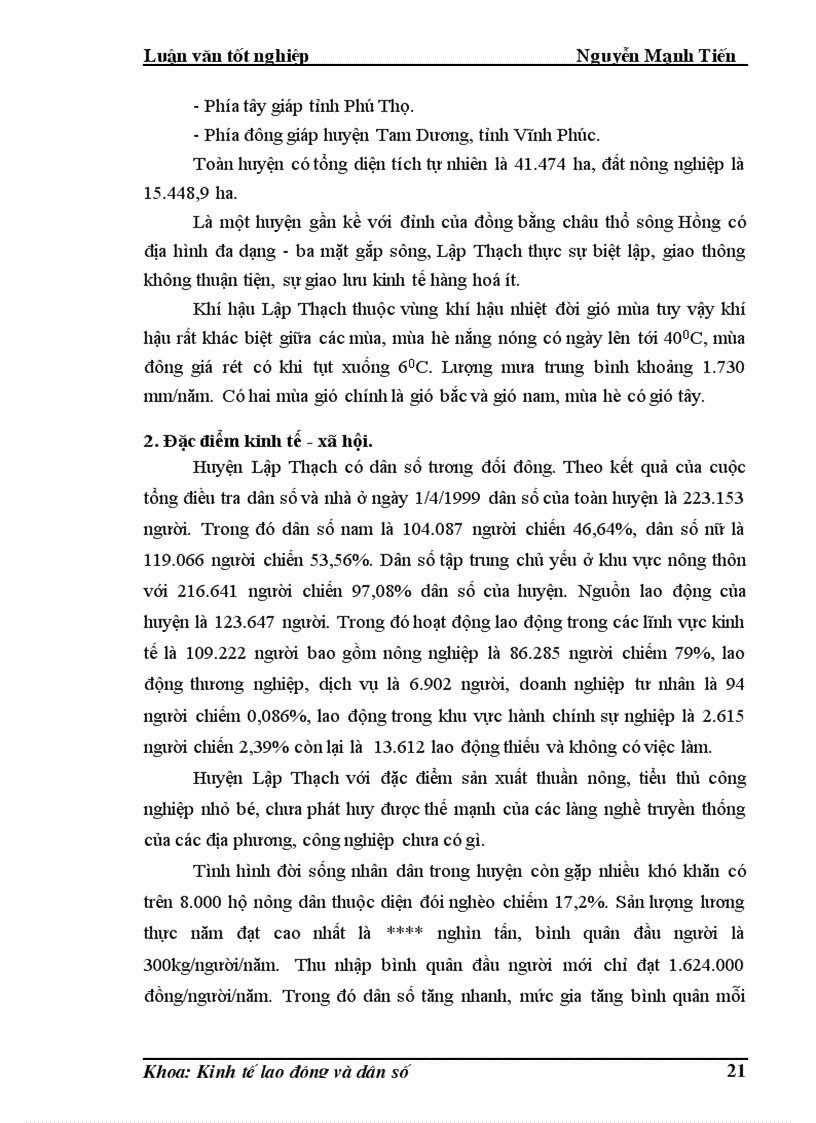image for page Phân tích biến động dân số lao động và việc làm ở huyện Lập Thạch trong giai đoạn hiện nay