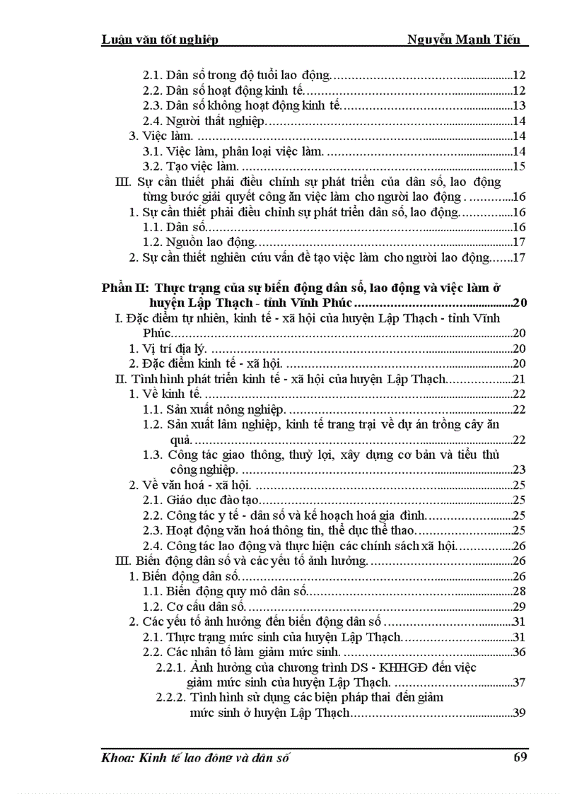 image for page Phân tích biến động dân số lao động và việc làm ở huyện Lập Thạch trong giai đoạn hiện nay