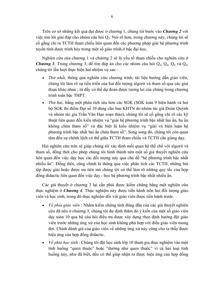 image for page Phân tích mối quan hệ thể chế với algorit và tham số trong dạy học chủ đề phương trình ở trường THPT và trong trường hợp cụ thể là Hệ phương trình bậc nhất hai ẩn
