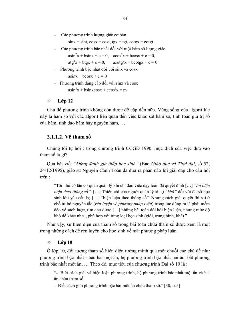 image for page Phân tích mối quan hệ thể chế với algorit và tham số trong dạy học chủ đề phương trình ở trường THPT và trong trường hợp cụ thể là Hệ phương trình bậc nhất hai ẩn