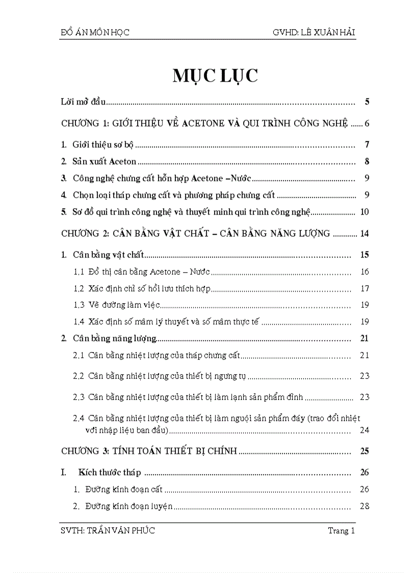 image for page Tính toán hệ thống chưng luyện liên tục để tách hỗn hợp hai cấu tử acetone nước bằng mâm chóp