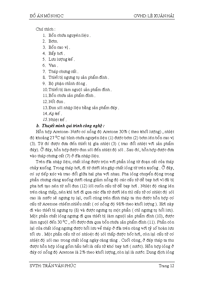 image for page Tính toán hệ thống chưng luyện liên tục để tách hỗn hợp hai cấu tử acetone nước bằng mâm chóp