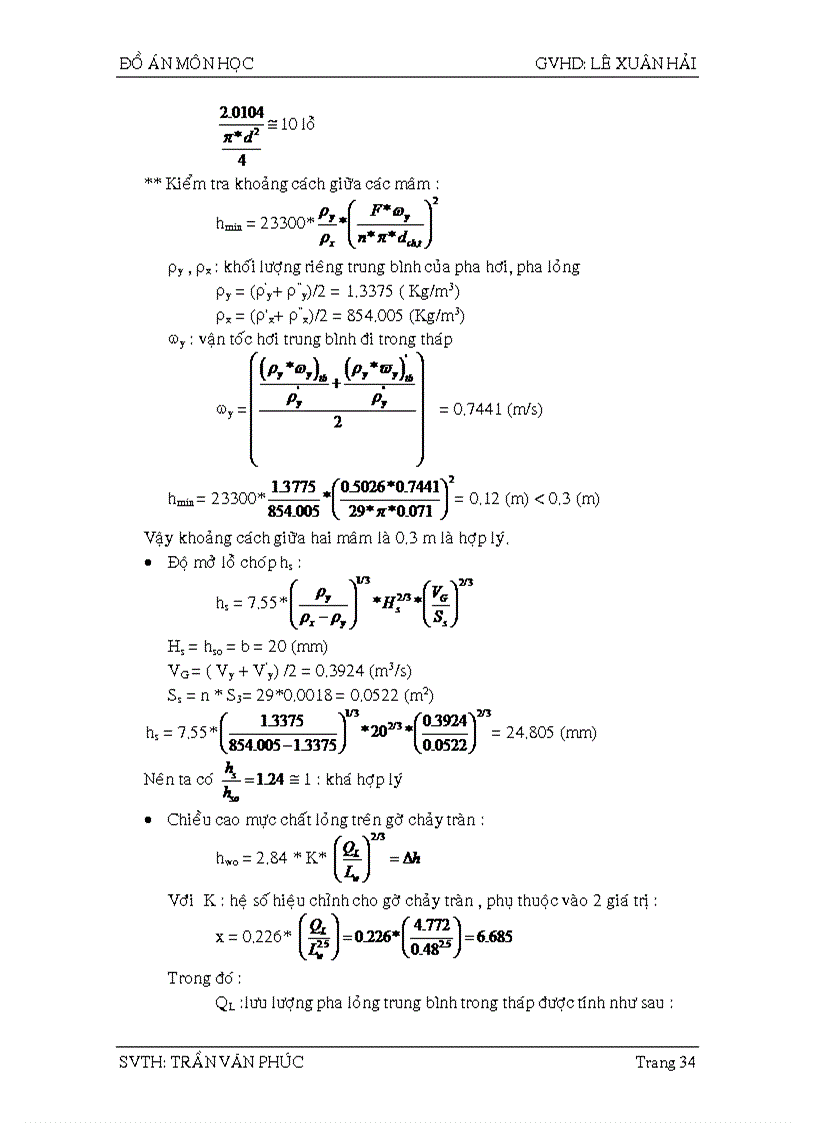 image for page Tính toán hệ thống chưng luyện liên tục để tách hỗn hợp hai cấu tử acetone nước bằng mâm chóp