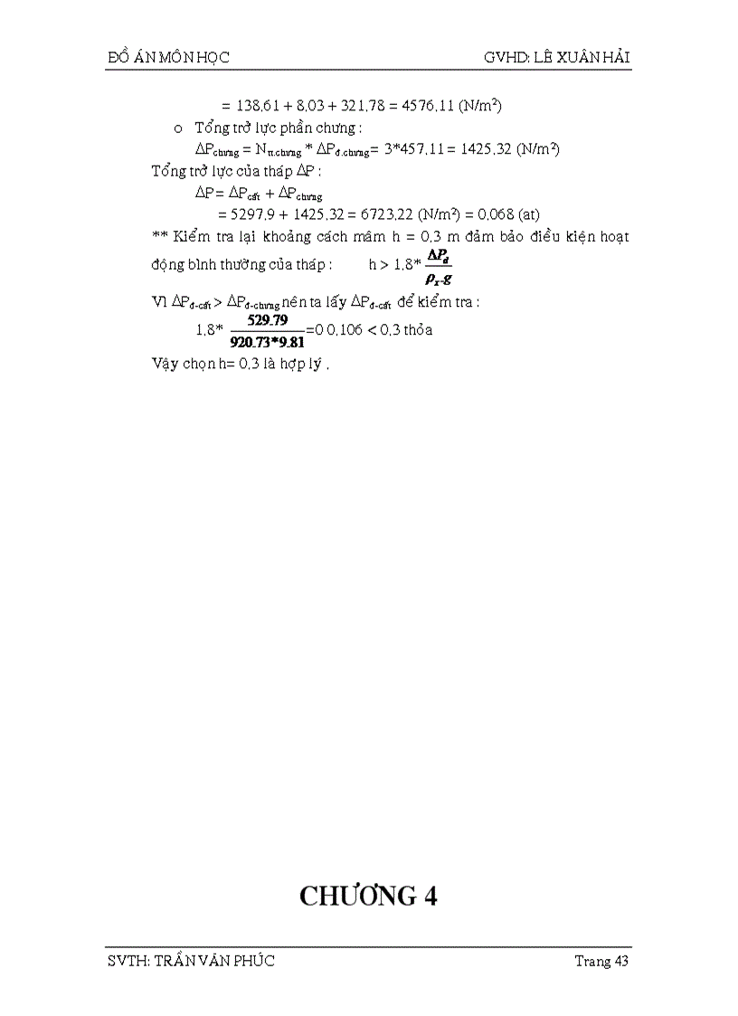 image for page Tính toán hệ thống chưng luyện liên tục để tách hỗn hợp hai cấu tử acetone nước bằng mâm chóp