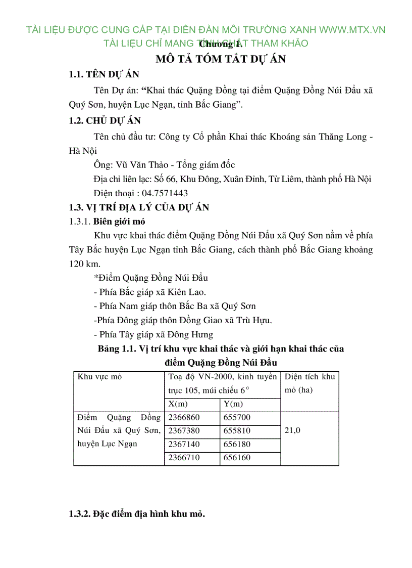 image for page Đánh giá tác động môi trường dự án Khai thác Quặng Đồng tại Núi Đẩu xã Quý Sơn huyện Lục Ngạn tỉnh Bắc Giang