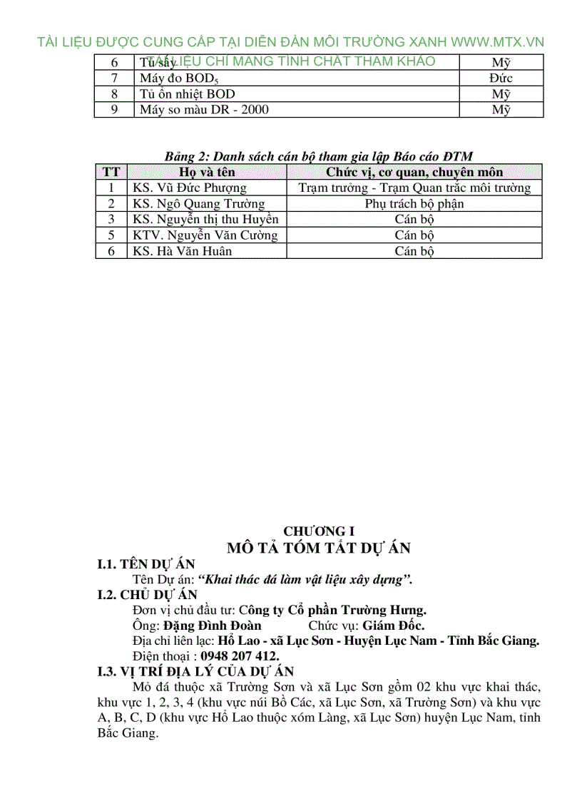 image for page Dự án khai thác đá làm vật liệu xây dựng huyện Lục Nam Bắc Giang