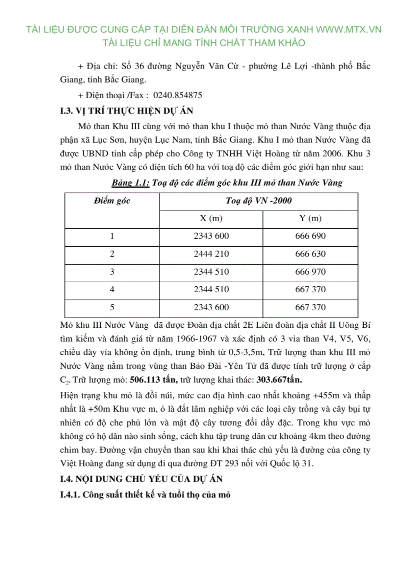 image for page Đánh giá tác động môi trường Dự án khai thác than tại khu vực III mỏ than Nước Vàng