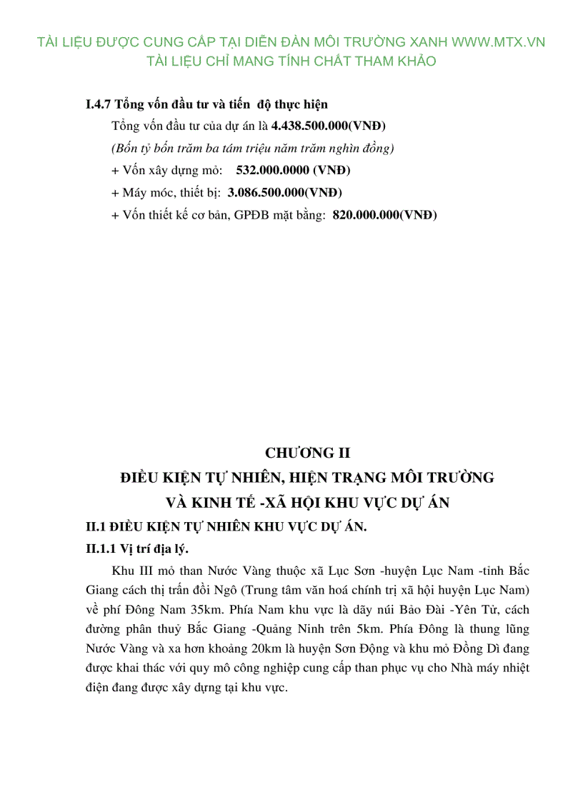 image for page Đánh giá tác động môi trường Dự án khai thác than tại khu vực III mỏ than Nước Vàng