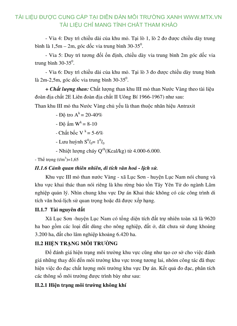 image for page Đánh giá tác động môi trường Dự án khai thác than tại khu vực III mỏ than Nước Vàng