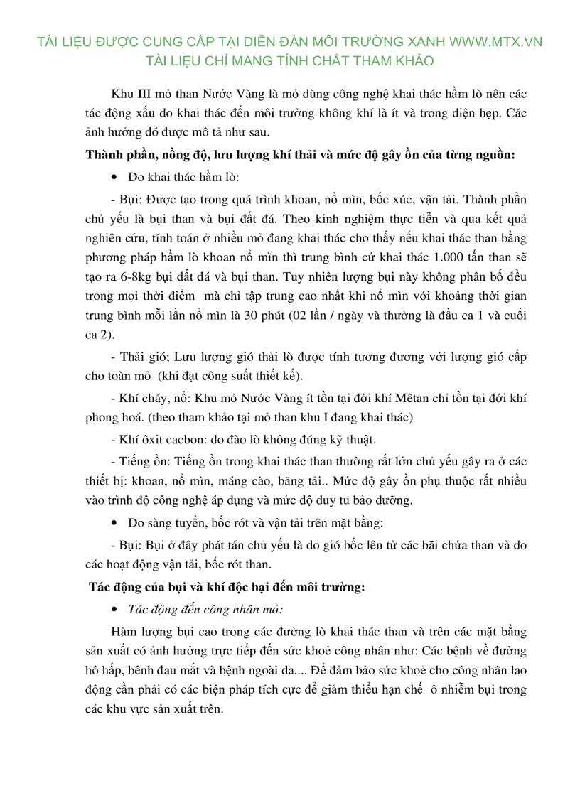 image for page Đánh giá tác động môi trường Dự án khai thác than tại khu vực III mỏ than Nước Vàng