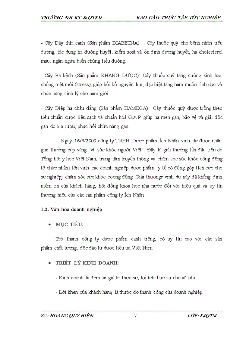 image for page Quản trị Marketing báo cáo thực tập 2011 công ty TNHH Dược phẩm Ích Nhân