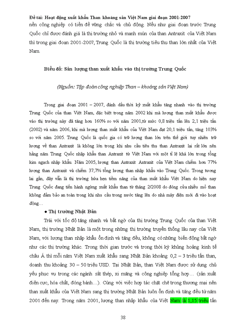 image for page Hoạt động xuất khẩu Than khoáng sản Việt Nam giai đoạn 2001 2007
