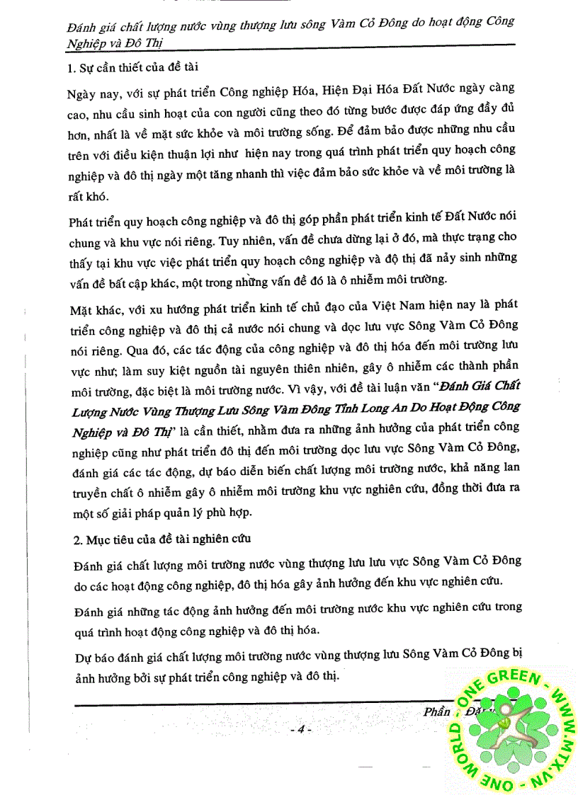 image for page Đánh giá chất lượng nước vùng thượng lưu sông Vàm cỏ do tác động công nghiệp hóa và hiện đại hóa