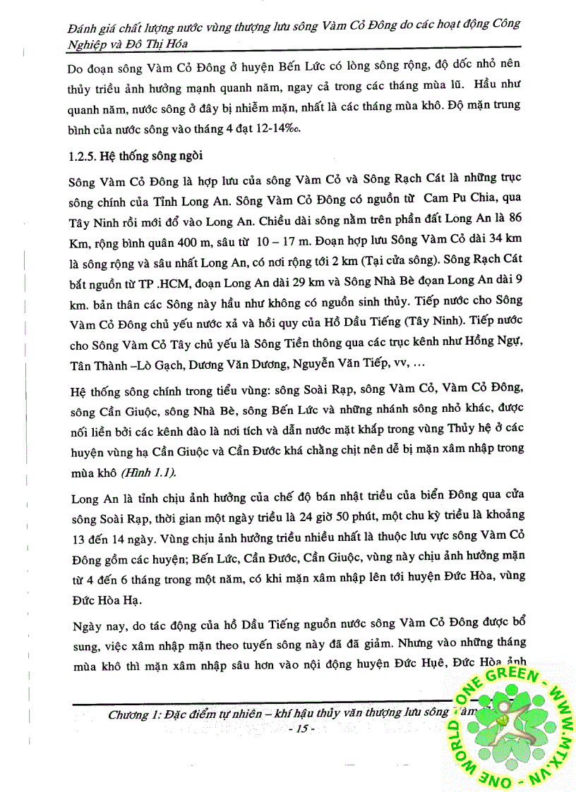 image for page Đánh giá chất lượng nước vùng thượng lưu sông Vàm cỏ do tác động công nghiệp hóa và hiện đại hóa