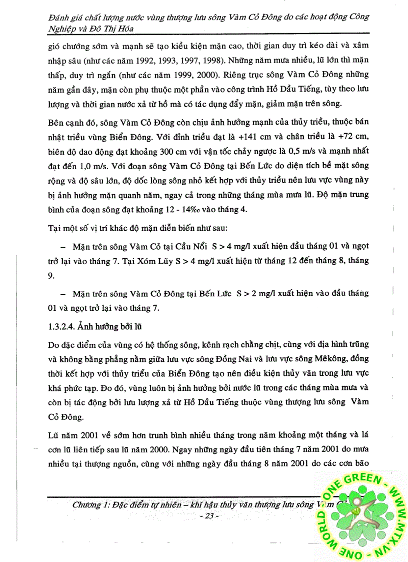 image for page Đánh giá chất lượng nước vùng thượng lưu sông Vàm cỏ do tác động công nghiệp hóa và hiện đại hóa