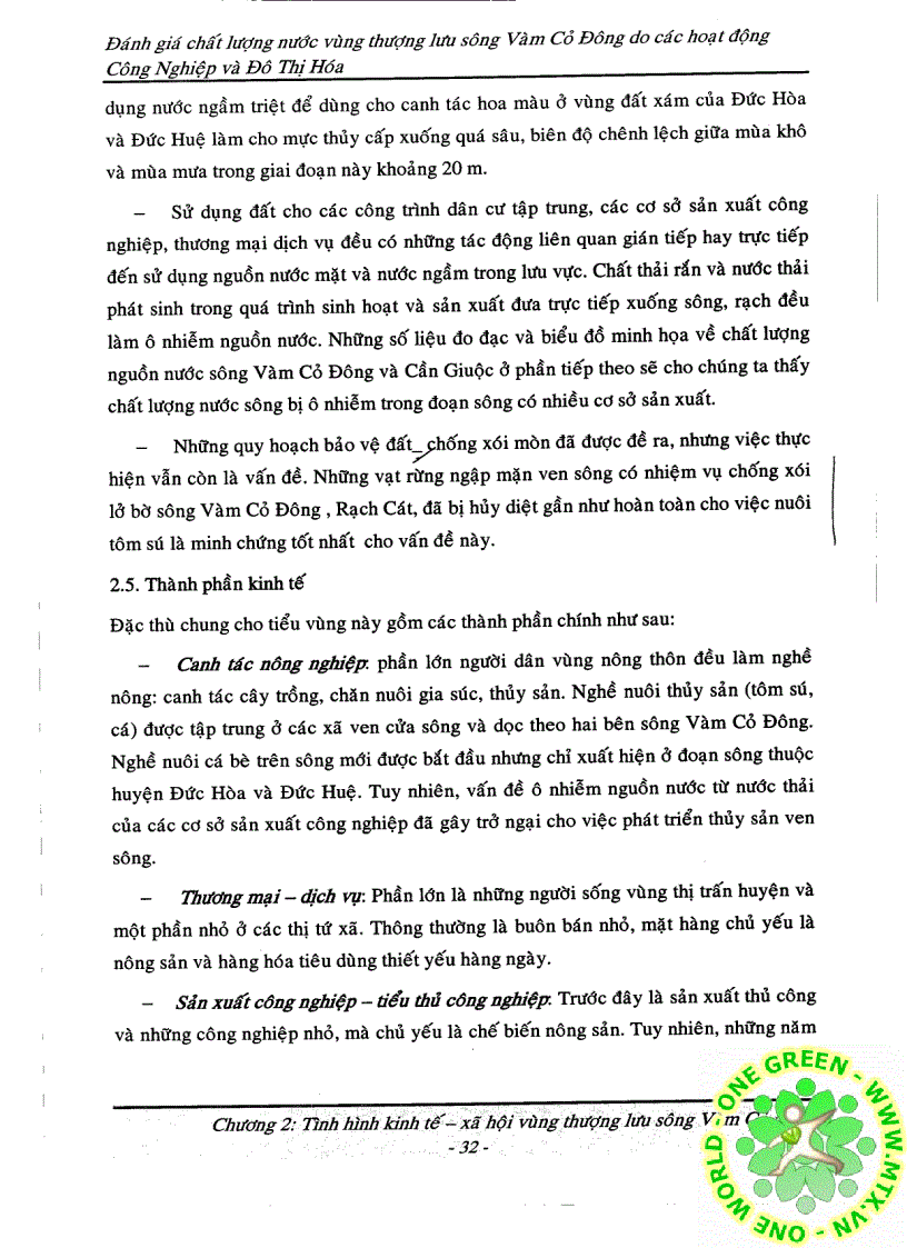 image for page Đánh giá chất lượng nước vùng thượng lưu sông Vàm cỏ do tác động công nghiệp hóa và hiện đại hóa