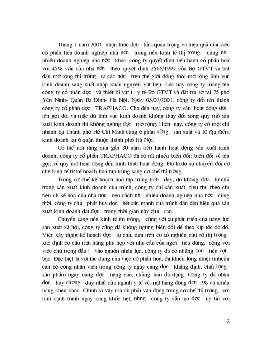 image for page Báo cáo thực tập tại công ty cổ phần dược TRAPHACO