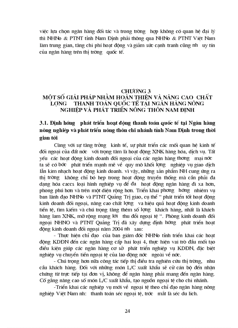 image for page Giải pháp hoàn thiện hoạt động thanh toán quốc tế tại ngân hàng nông nghiệp và phát triển nông thông chi nhánh tỉnh Nam Định