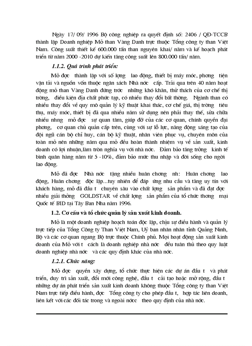 image for page Phân tích giá thành sản phẩm khai thác than nguyên khai mỏ than Vàng Danh