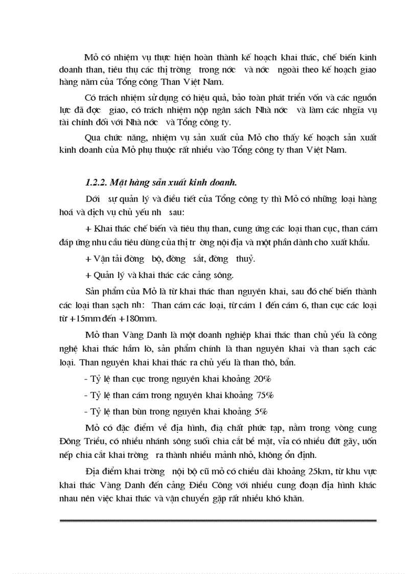 image for page Phân tích giá thành sản phẩm khai thác than nguyên khai mỏ than Vàng Danh