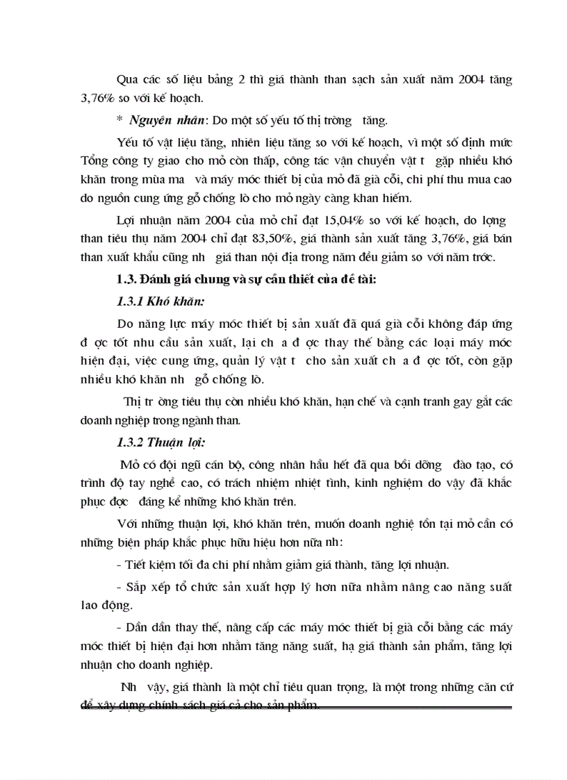 image for page Phân tích giá thành sản phẩm khai thác than nguyên khai mỏ than Vàng Danh