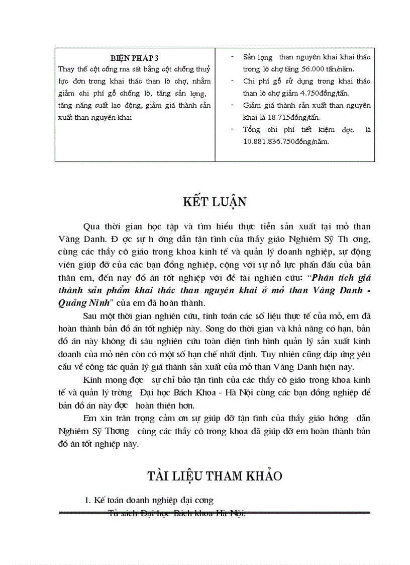 image for page Phân tích giá thành sản phẩm khai thác than nguyên khai mỏ than Vàng Danh