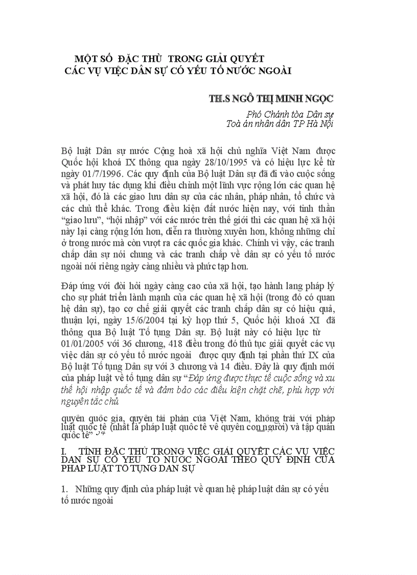 image for page Một số đặc thù trong giải quyết các vụ việc dân sự có yếu tố nước ngoài