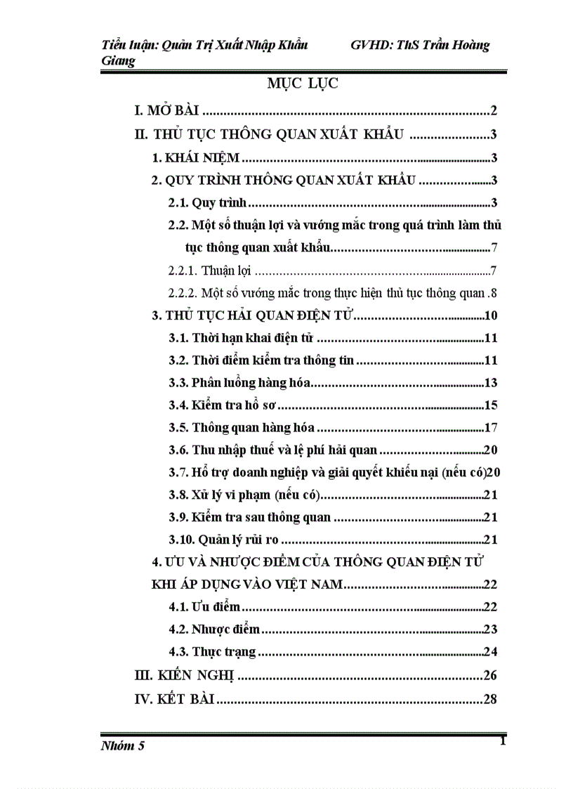 image for page Tiểu luận môn quản trị xuất nhập khẩu đề tài thủ tục thông quan xuất khẩu
