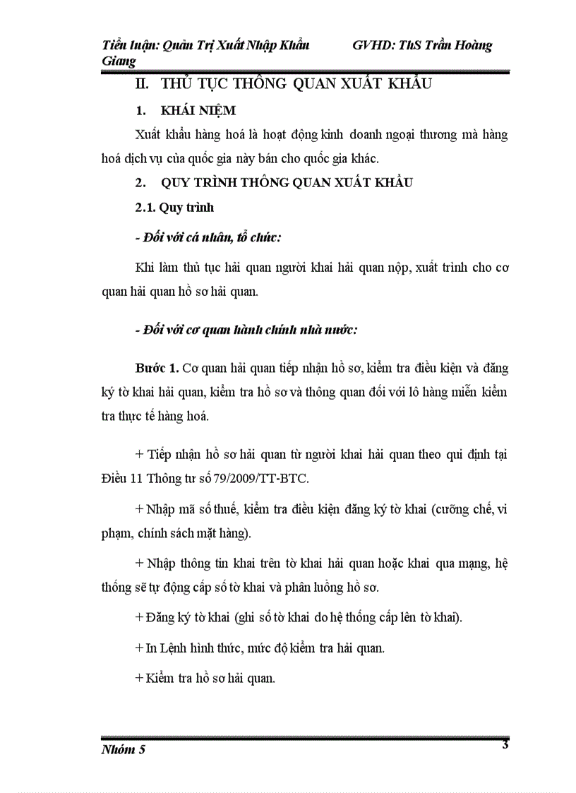 image for page Tiểu luận môn quản trị xuất nhập khẩu đề tài thủ tục thông quan xuất khẩu