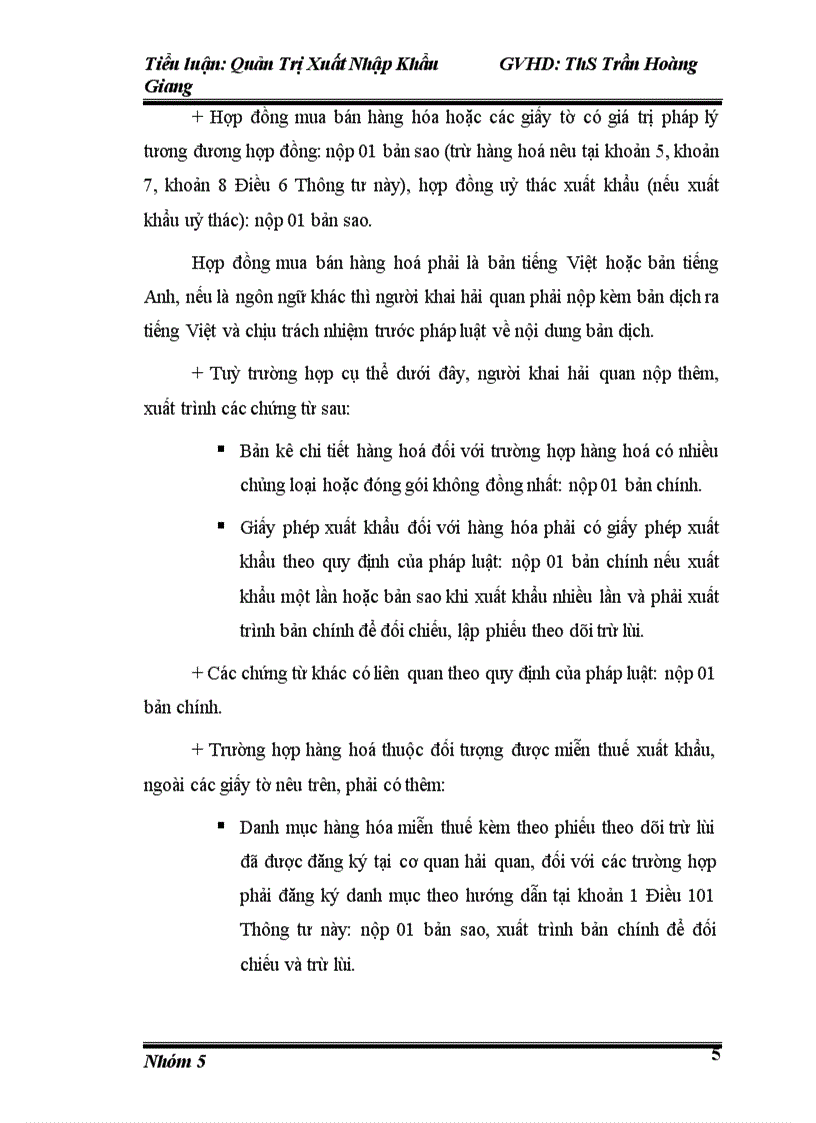 image for page Tiểu luận môn quản trị xuất nhập khẩu đề tài thủ tục thông quan xuất khẩu