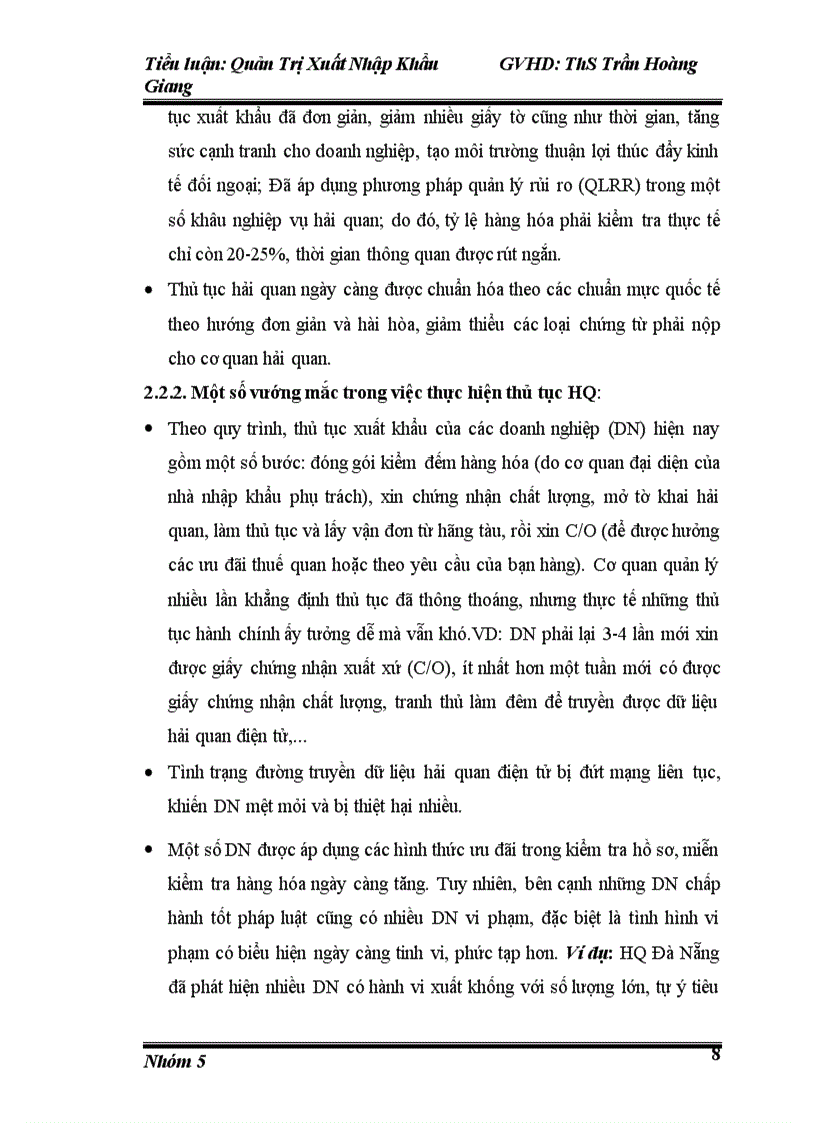 image for page Tiểu luận môn quản trị xuất nhập khẩu đề tài thủ tục thông quan xuất khẩu