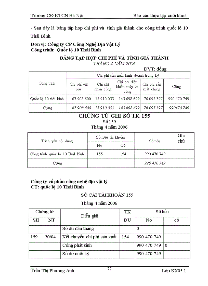 image for page Nghiệp Vụ Chuyên Môn hạch toán kế toán tại Công ty Cổ Phần Công Nghệ Địa Vật Lý