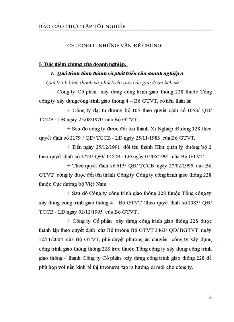 image for page Báo cáo thực tập tại Công ty Cổ phần xây dựng công trình giao thông 228