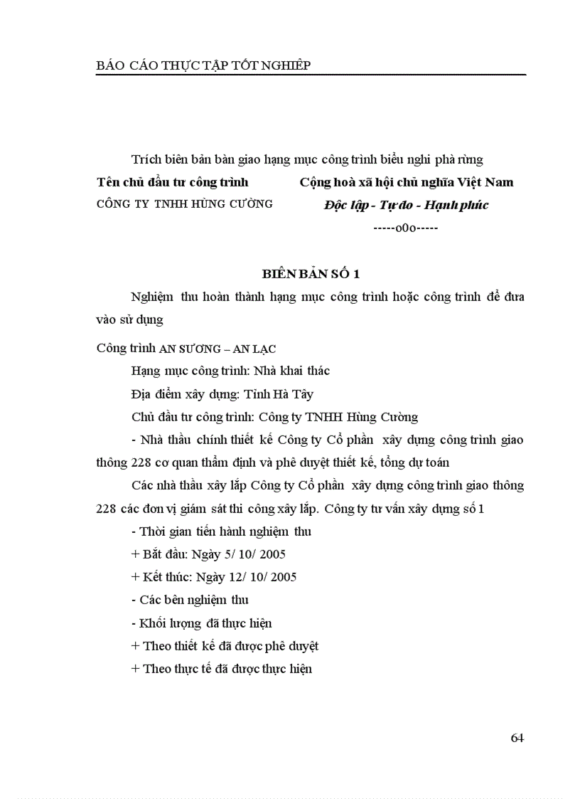 image for page Báo cáo thực tập tại Công ty Cổ phần xây dựng công trình giao thông 228