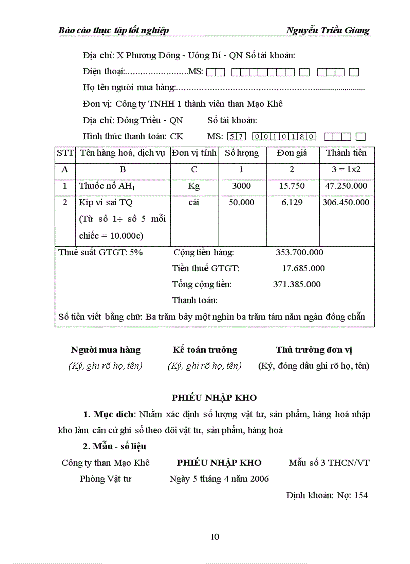 image for page Báo cáo thực tập tại Công ty TNHH một thành viên than Mạo Khê