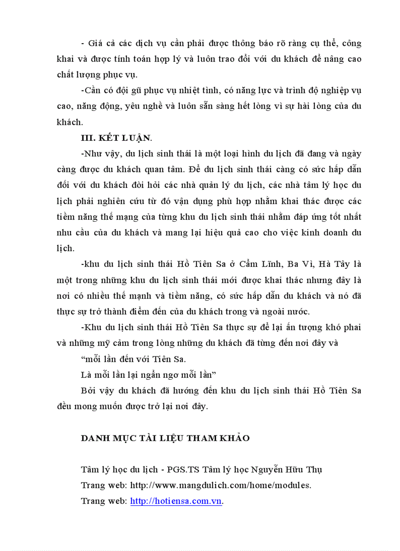 image for page Du lịch sinh thái và Tổng qua về khu du lịch sinh thái Hồ Tiên Sa