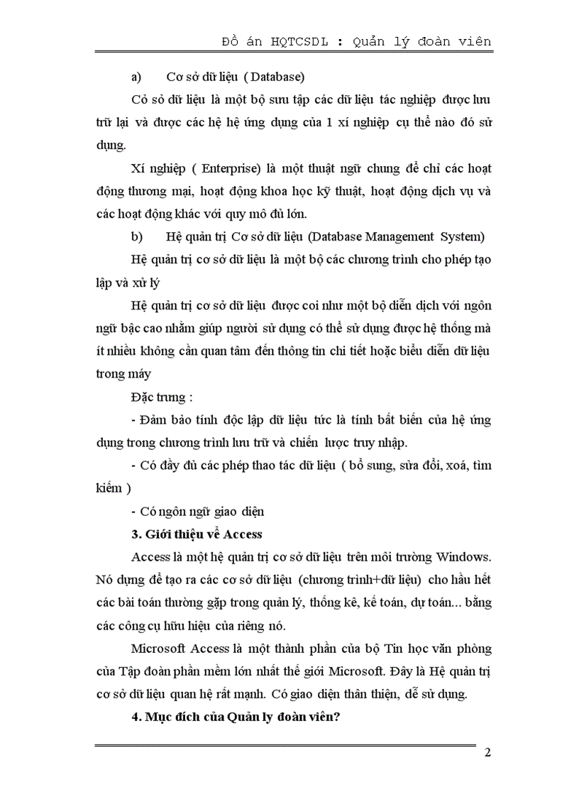 image for page Hệ quản trị cơ sở dữ liệu để quản lý đoàn viên