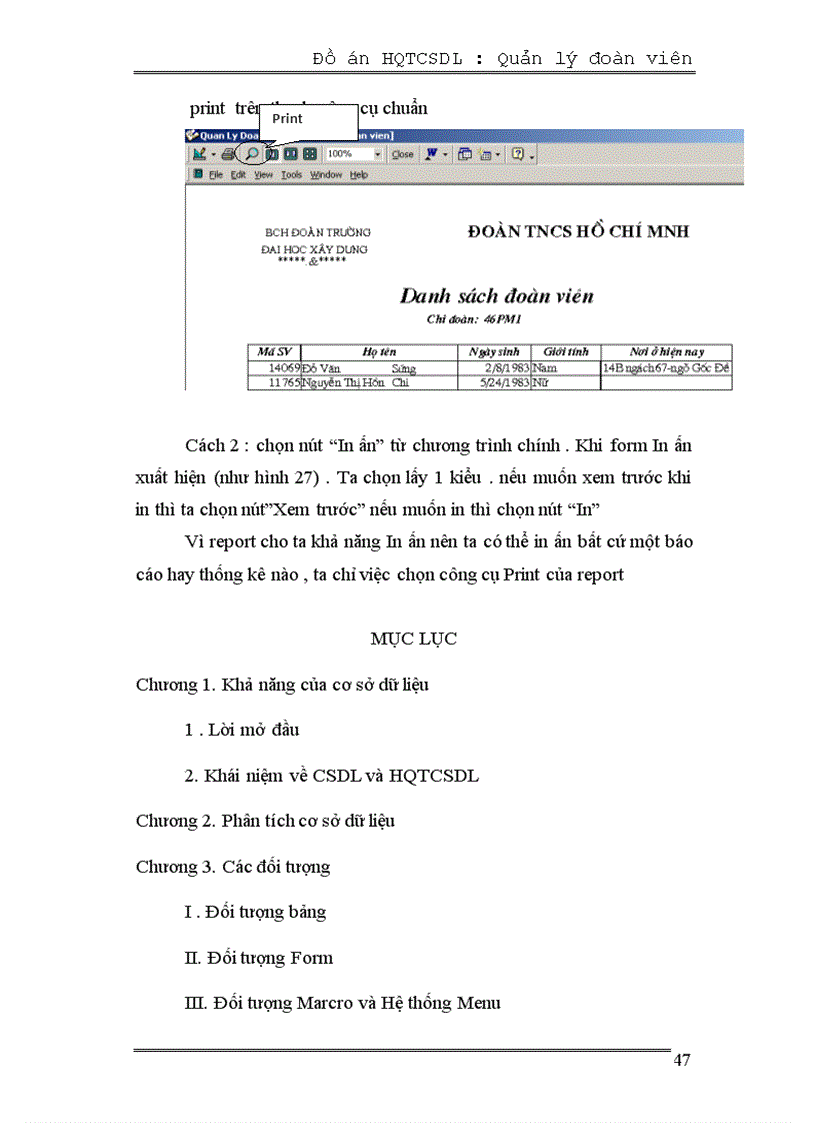 image for page Hệ quản trị cơ sở dữ liệu để quản lý đoàn viên