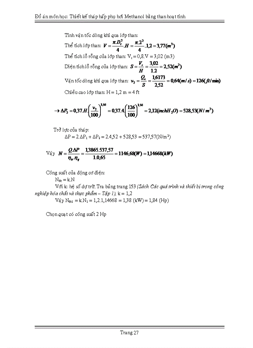 image for page Thiết kế tháp hấp thụ methanol bằng than hoạt tính